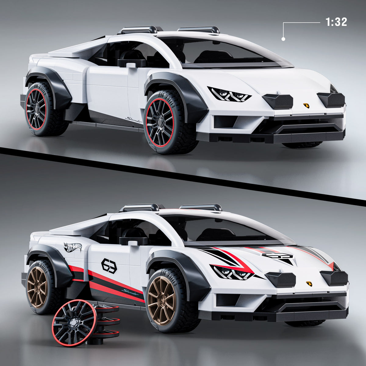 Mattel Brick Shop Hot Wheels Lamborghini Huracan Sterrato Building Set